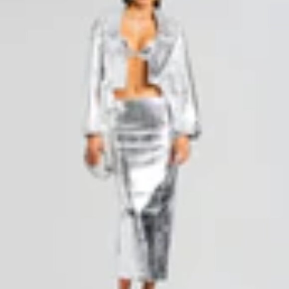 Silver Leather Low Rise Liza Retrofete Skirt - Large NWT - Picture 6 of 9